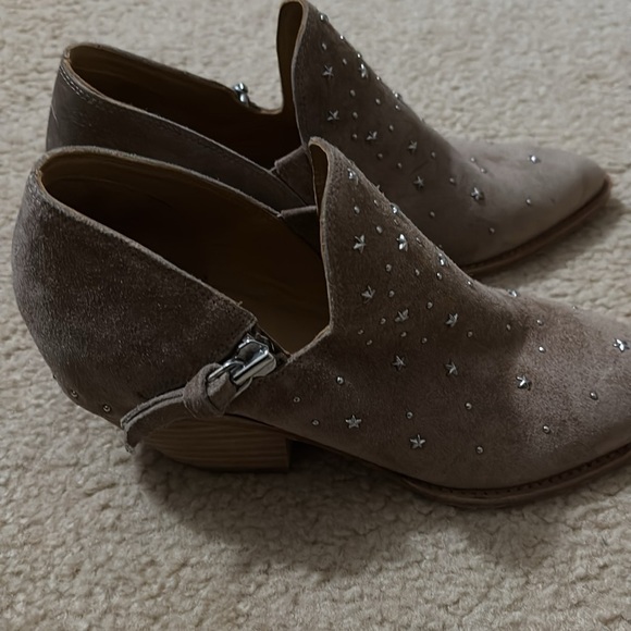 Sigerson Morrison Tan New Avola Haile Star Studded Pointed Toe Suede Bootie - Picture 4 of 5